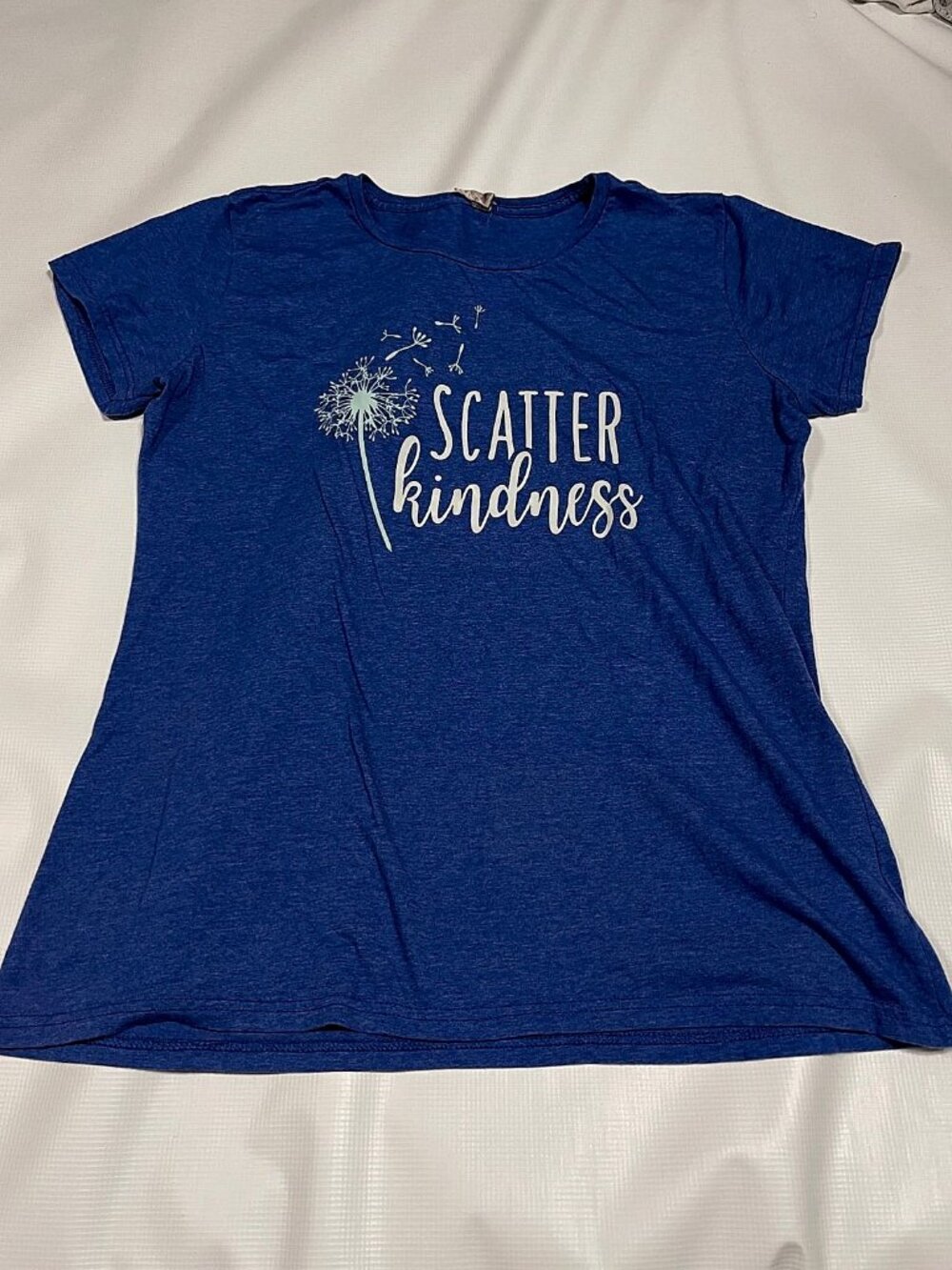 "Scatter Kindness" Dandelion Graphic Tee, Heather Blue, Women's